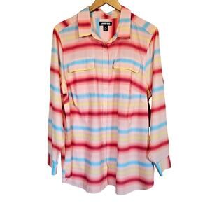 Lands' End Multicolor Striped Button Down Shirt